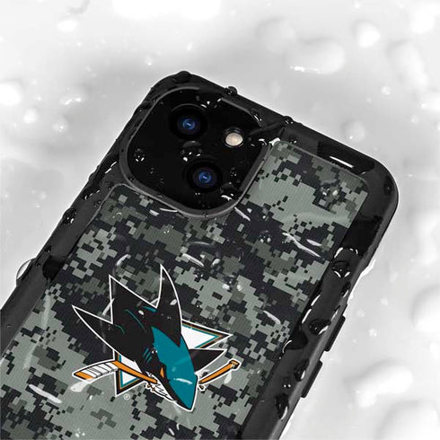NHL San Jose Sharks Camo iPhone 15 Plus Waterproof Case