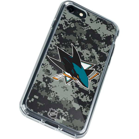 NHL San Jose Sharks Camo iPhone SE (2nd & 3rd Gen) Clear Case