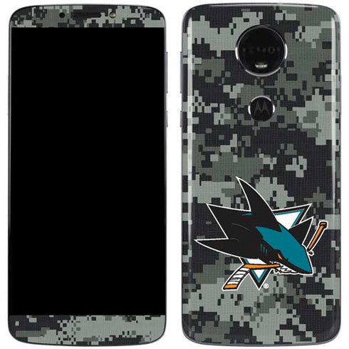 NHL San Jose Sharks Camo Moto E5 Plus Skin