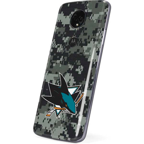 NHL San Jose Sharks Camo Moto E5 Plus Skin