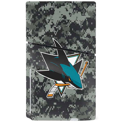 NHL San Jose Sharks Camo PS5 Slim Disk Console Skin