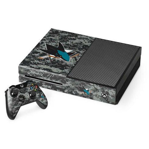 NHL San Jose Sharks Camo Xbox One Console and Controller Bundle Skin