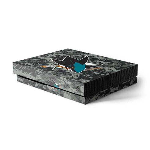 NHL San Jose Sharks Camo Xbox One X Console Skin