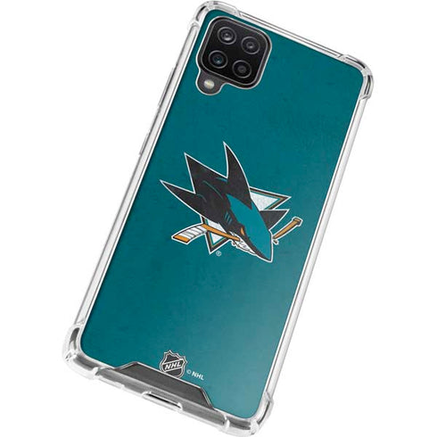 NHL San Jose Sharks Distressed Galaxy A12 Clear Case