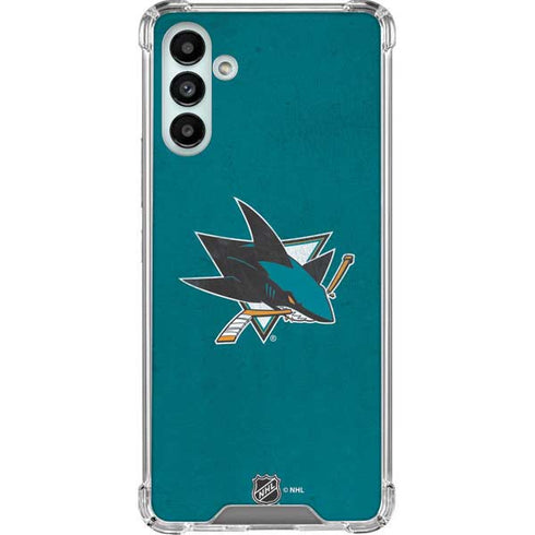 NHL San Jose Sharks Distressed Galaxy A13 5G Clear Case