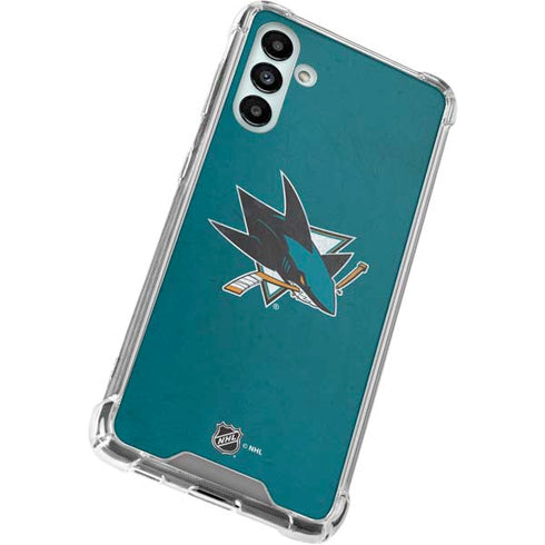 NHL San Jose Sharks Distressed Galaxy A13 5G Clear Case