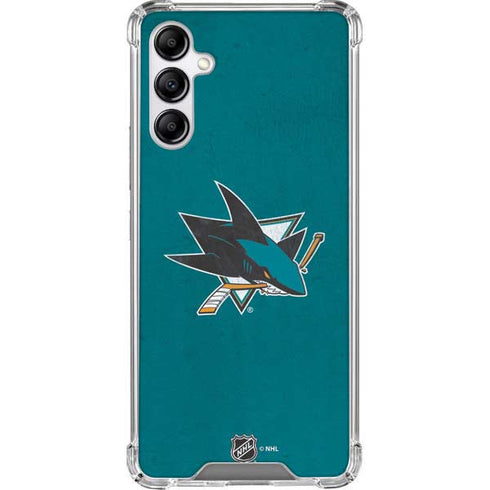 NHL San Jose Sharks Distressed Galaxy A14 5G Clear Case