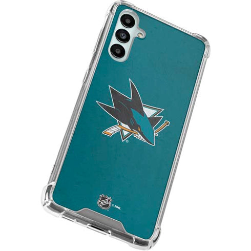 NHL San Jose Sharks Distressed Galaxy A14 5G Clear Case