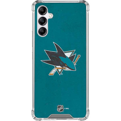 NHL San Jose Sharks Distressed Galaxy A15 5G Clear Case