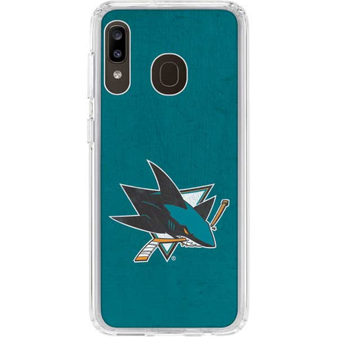 NHL San Jose Sharks Distressed Galaxy A20 Clear Case