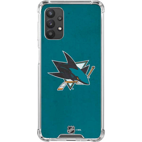 NHL San Jose Sharks Distressed Galaxy A32 5G Clear Case