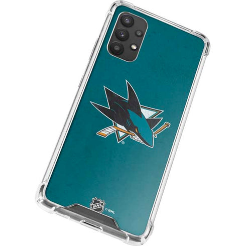 NHL San Jose Sharks Distressed Galaxy A32 5G Clear Case