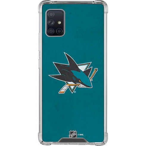 NHL San Jose Sharks Distressed Galaxy A51 5G Clear Case