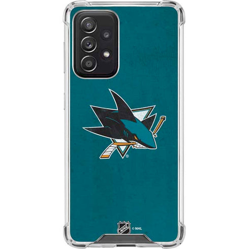 NHL San Jose Sharks Distressed Galaxy A52 5G Clear Case