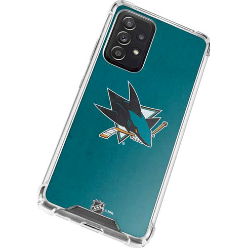 NHL San Jose Sharks Distressed Galaxy A52 5G Clear Case