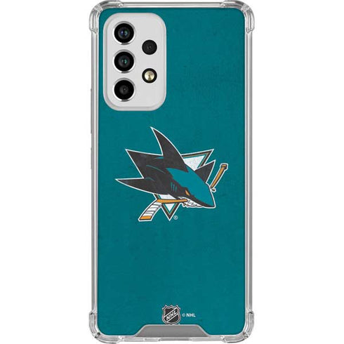 NHL San Jose Sharks Distressed Galaxy A53 5G Clear Case