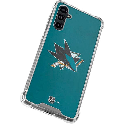 NHL San Jose Sharks Distressed Galaxy A54 5G Clear Case