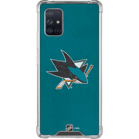 NHL San Jose Sharks Distressed Galaxy A71 5G Clear Case