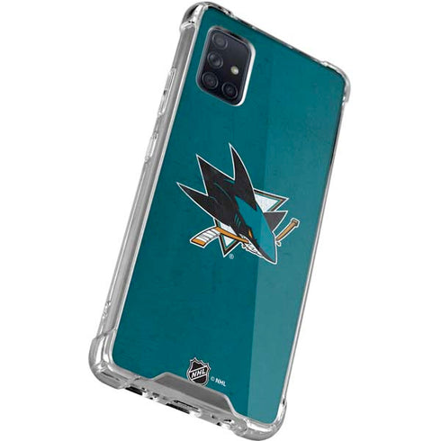 NHL San Jose Sharks Distressed Galaxy A71 5G Clear Case
