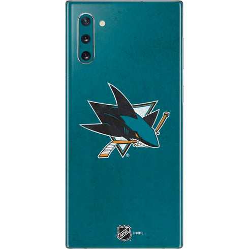 NHL San Jose Sharks Distressed Galaxy Note 10 Skin