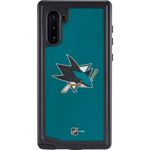 NHL San Jose Sharks Distressed Galaxy Note 10 Waterproof Case
