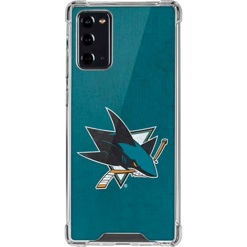 NHL San Jose Sharks Distressed Galaxy Note20 5G Clear Case