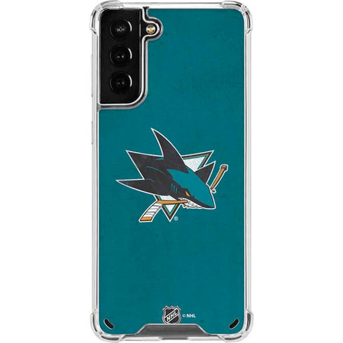 NHL San Jose Sharks Distressed Galaxy S21 Plus 5G Clear Case
