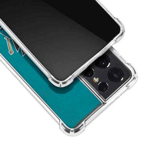 NHL San Jose Sharks Distressed Galaxy S21 Ultra 5G Clear Case