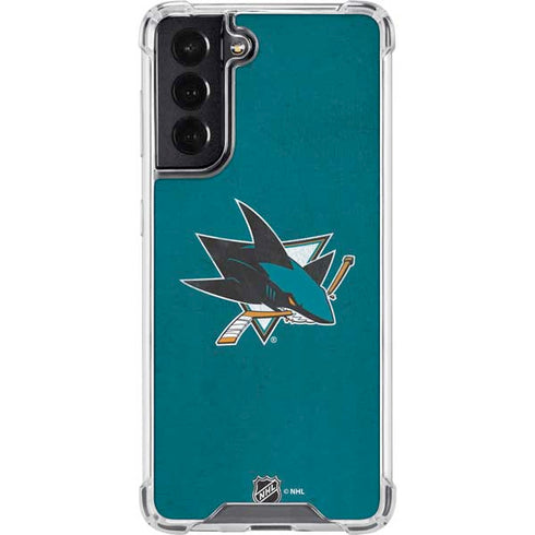 NHL San Jose Sharks Distressed Galaxy S22 Clear Case