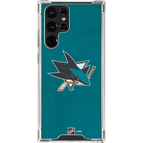 NHL San Jose Sharks Distressed Galaxy S24 Ultra Clear Case