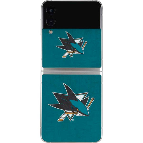 NHL San Jose Sharks Distressed Galaxy Z Flip3 5G Skin