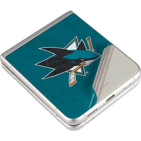 NHL San Jose Sharks Distressed Galaxy Z Flip3 5G Skin
