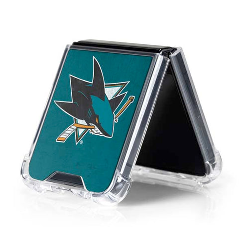NHL San Jose Sharks Distressed Galaxy Z Flip5 5G Clear Case