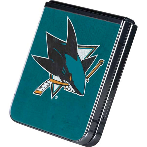 NHL San Jose Sharks Distressed Galaxy Z Flip5 5G Skin
