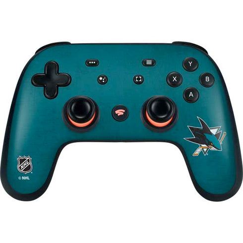 NHL San Jose Sharks Distressed Google Stadia Controller Skin