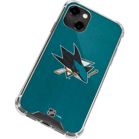 NHL San Jose Sharks Distressed iPhone 13 Clear Case