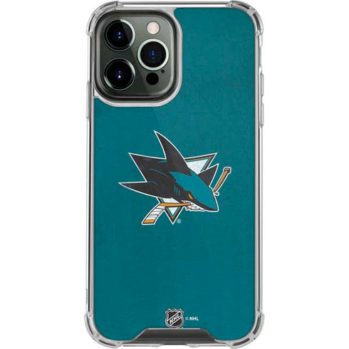NHL San Jose Sharks Distressed iPhone 13 Pro Max Clear Case