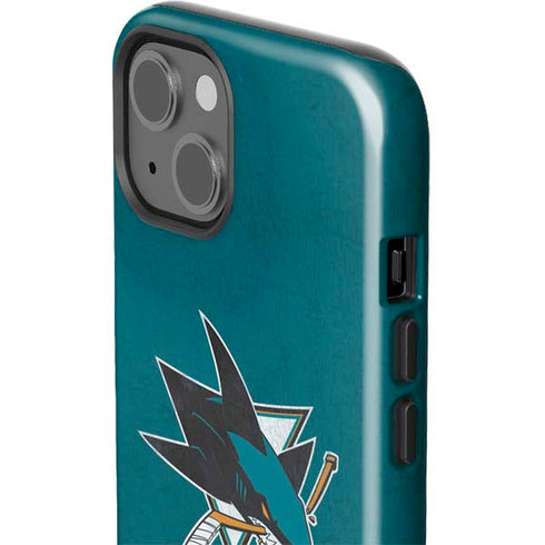NHL San Jose Sharks Distressed iPhone 15 Plus Impact Case