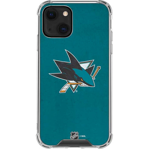 NHL San Jose Sharks Distressed iPhone 14 Plus Clear Case