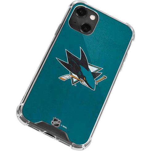 NHL San Jose Sharks Distressed iPhone 14 Plus Clear Case