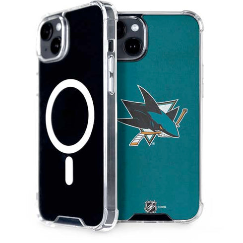 NHL San Jose Sharks Distressed iPhone 15 Plus MagSafe Case