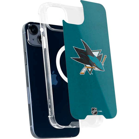 NHL San Jose Sharks Distressed iPhone 15 Plus MagSafe Case