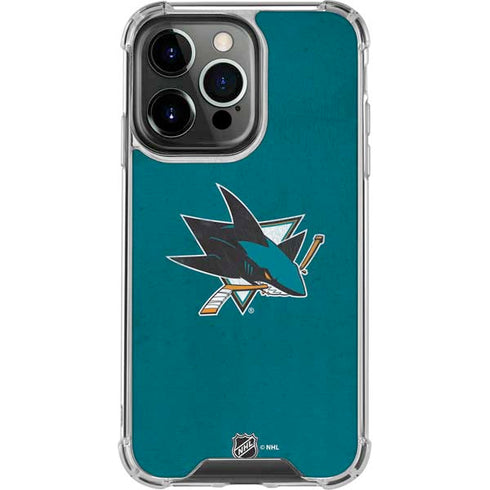 NHL San Jose Sharks Distressed iPhone 15 Pro Clear Case