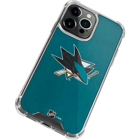 NHL San Jose Sharks Distressed iPhone 15 Pro Clear Case
