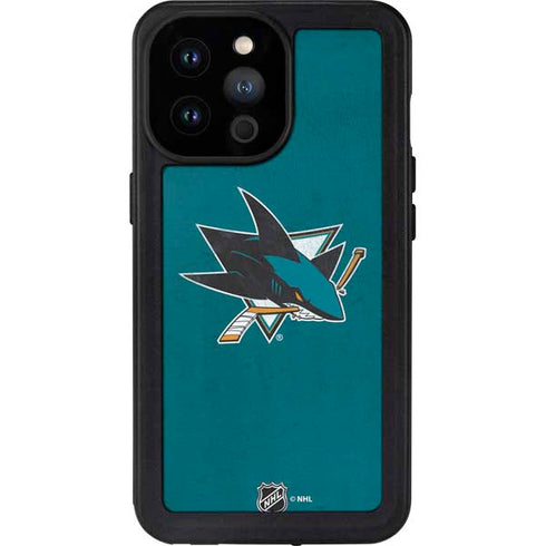 NHL San Jose Sharks Distressed iPhone 14 Pro Max Waterproof Case