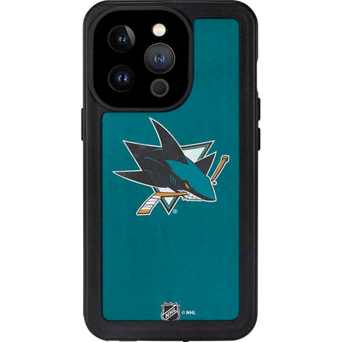 NHL San Jose Sharks Distressed iPhone 14 Pro Waterproof Case