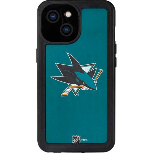 NHL San Jose Sharks Distressed iPhone 15 Waterproof Case