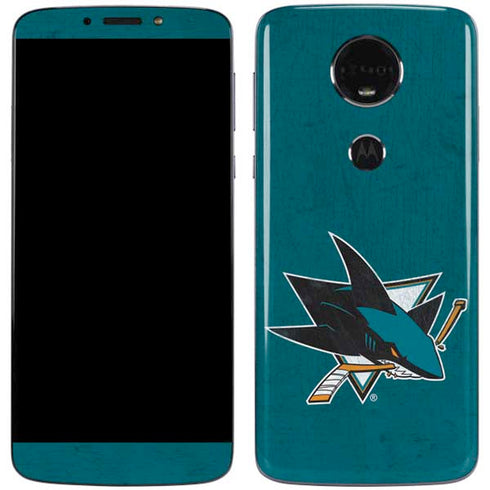 NHL San Jose Sharks Distressed Moto E5 Plus Skin