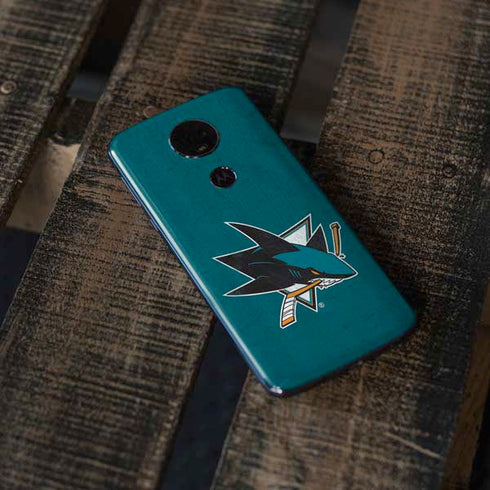 NHL San Jose Sharks Distressed Moto E5 Plus Skin