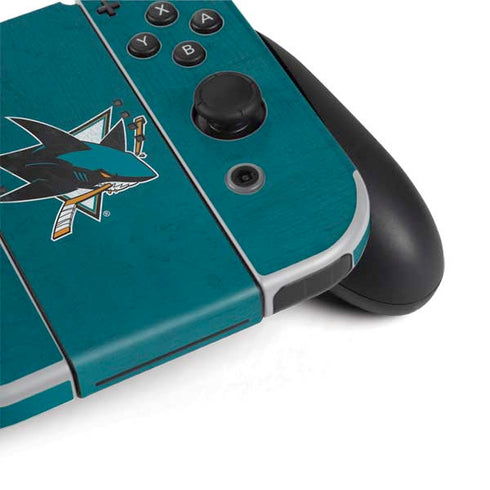 NHL San Jose Sharks Distressed Nintendo Switch OLED (2021) Skin
